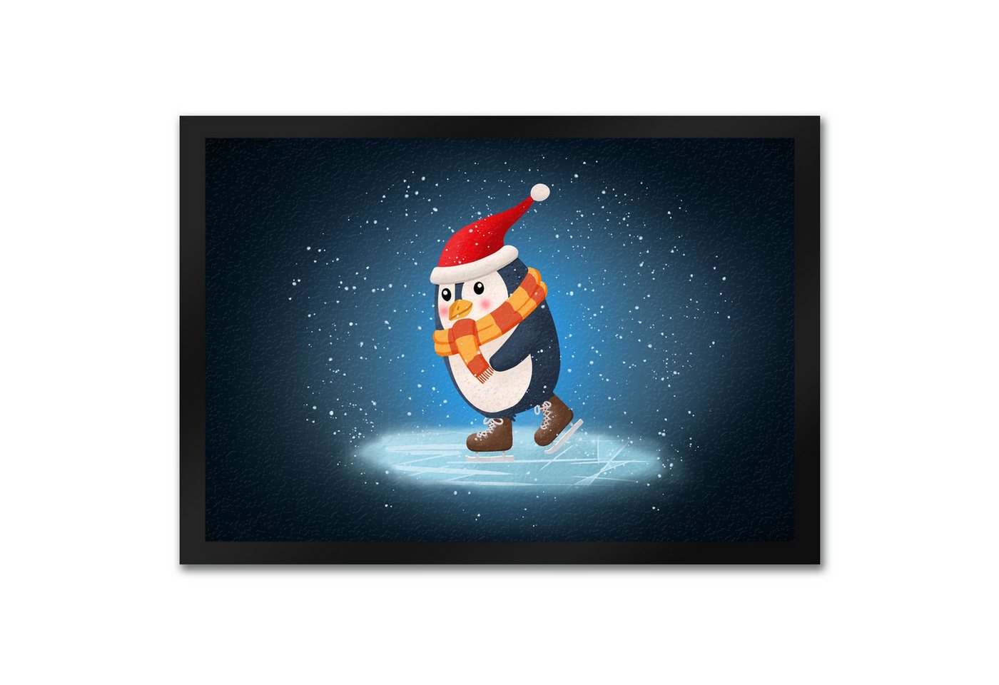 Fußmatte Pinguin mit Weihnachtsmütze und Schlittschuhen Fußmatte in 35x50 cm, speecheese von speecheese