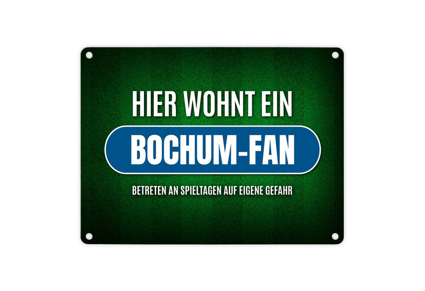 speecheese Metallschild Hier wohnt ein Bochum Fan Metallschild mit Rasen Motiv Fußball Tor von speecheese