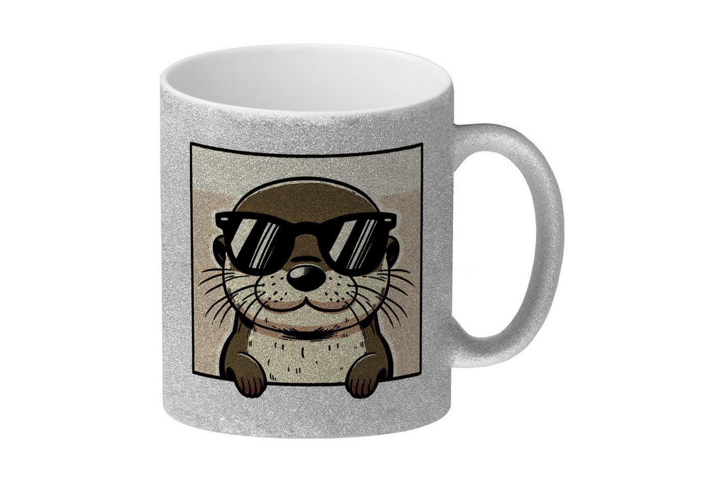 speecheese Tasse Retro Otter mit Sonnenbrille Glitzer-Kaffeebecher von speecheese