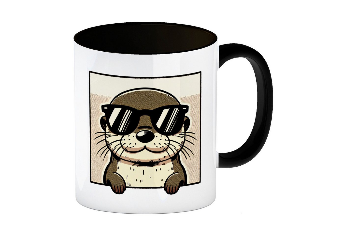 speecheese Tasse Retro Otter mit Sonnenbrille Kaffeebecher in schwarz von speecheese