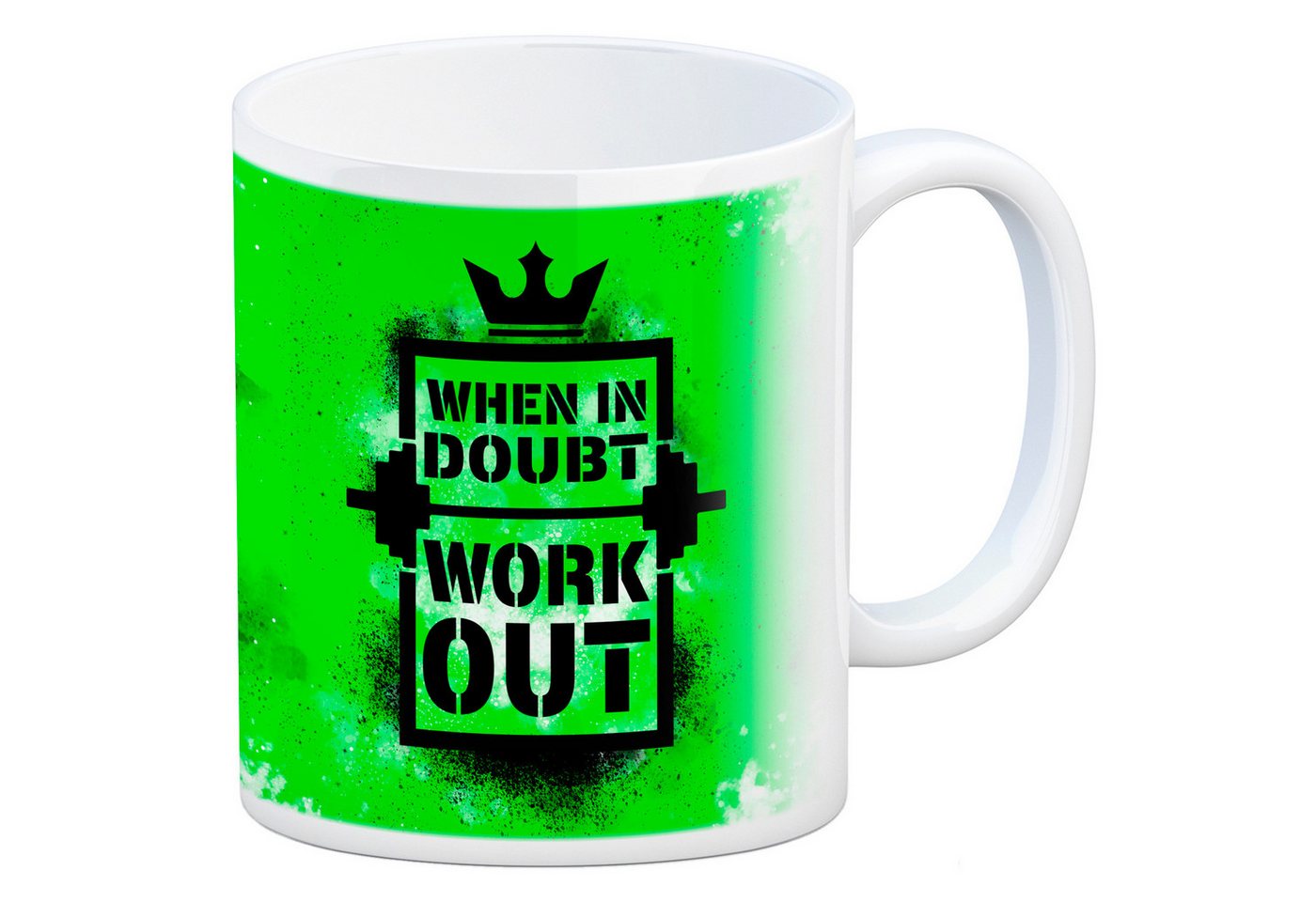 speecheese Tasse When in doubt Work out Kaffeebecher mit motivierendem Spruch in {grün} von speecheese