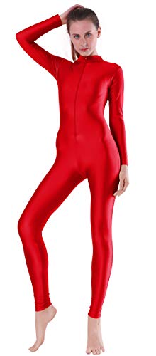 speerise Erwachsene Lycra Spandex Langarm Rollkragen Unitard Bodysuit, Rot, L von speerise