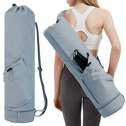 Yogatasche mit Nassfach und Flaschentasche Sporttasche Damen Verstellbarer Schultergurt Gym Yoga Tasche für Pilates Yogamatten & Yoga-Zubehör, Grau Blau(Patent Angemeldet) von sportsnew