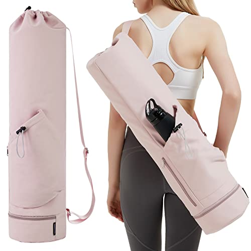 Yogatasche mit Nassfach und Flaschentasche Sporttasche Damen Verstellbarer Schultergurt Gym Yoga Tasche für Pilates Yogamatten & Yoga-Zubehör, Rosa(Patent Angemeldet) von sportsnew