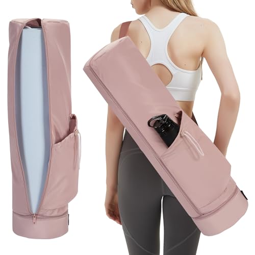 sportsnew Yogatasche Damen mit Nassfach und Flaschentasche Durchgehender Reißverschluss Yogamatte Tasche Verstellbarer Schultergurt Gym Yoga Tasche (Rosa) von sportsnew