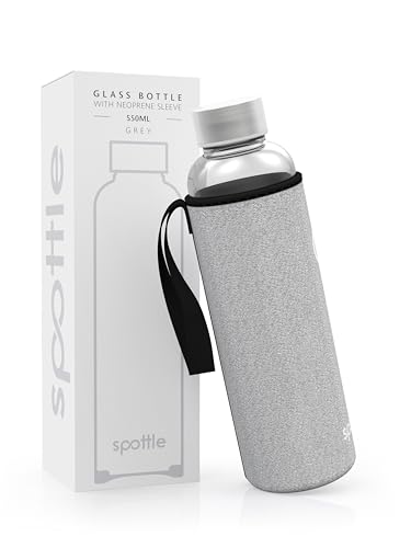 spottle® Glasflasche mit Neoprenhülle in 550ml – GRAU von spottle