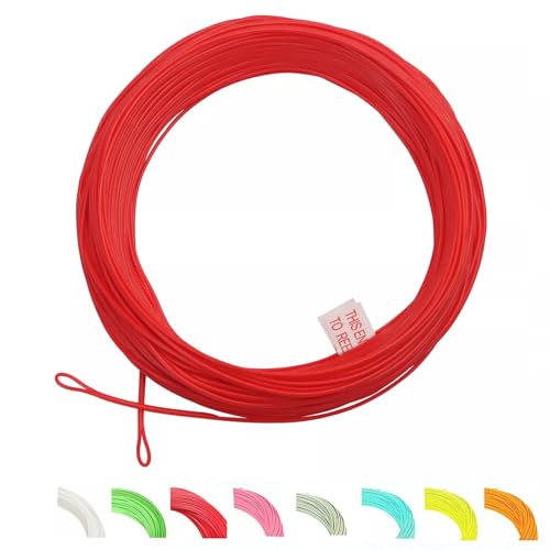 Maimumcatch Bestpreis Fliegenfischen Schnur, Schwimmende Fliegenschnur&Fliegenschnur Combo mit Backing Vorfach und Tippet (1F/2F/3F/4F/5F/6F/7F/8F/9F/10F) (Feuerrot mit Schlaufen, WF5F) von sprinton