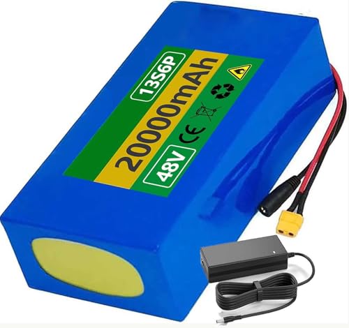 Ebike-Akku 48V 20Ah Elektrofahrradbatterie, 48V 13S 6P Ebike Lithiumbatterie, Mit Ladegerät Lithiumbatteriepack 48V Rollerbatterie Elektrofahrradbatterie 48V 20Ah, Buller+SM von stdpcxz