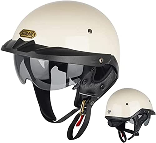 Retro Deutscher Stil Motorrad Jet Helm Mit Versteckter Schutzbrille Halbschalenhelm ECE-Zulassung Roller Helm Für Männer & Frauen Scooter-Helm Moped Cruiser Chopper Sturzhelm 2,XXXL von stdpcxz