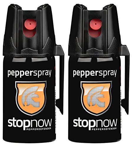 stopnow - 2er Set Pfefferspray & KO-Spray für Selbstverteidigung, Bären & Hunde-Abwehr - Pepper Jet-Sprüh-Strahl - Abwehrspray klein - Tier-Abwehr-Spray, Bärenspray & Verteidigungsspray für Unterwegs von stopnow pepperdefender