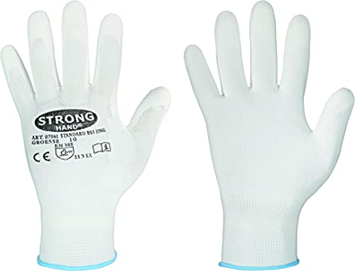 stronghand PU-beschichtete Strick-Handschuhe STANDARD BEIJING, Profi Qualität - weiß (12, 11) von stronghand