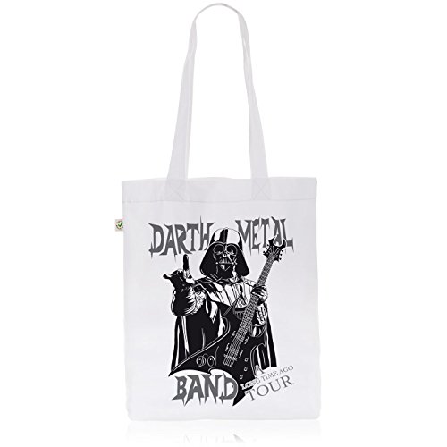 style3 Darth Metal Band Biobaumwolle Beutel Jutebeutel Tasche Tote Bag Vader, Farbe:Weiß von style3