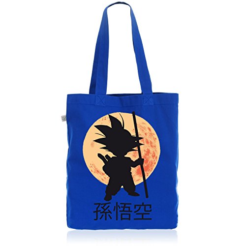 style3 Goku Moonlight Biobaumwolle Beutel Jutebeutel Tasche Tote Bag Son Dragon, Farbe:Blau von style3