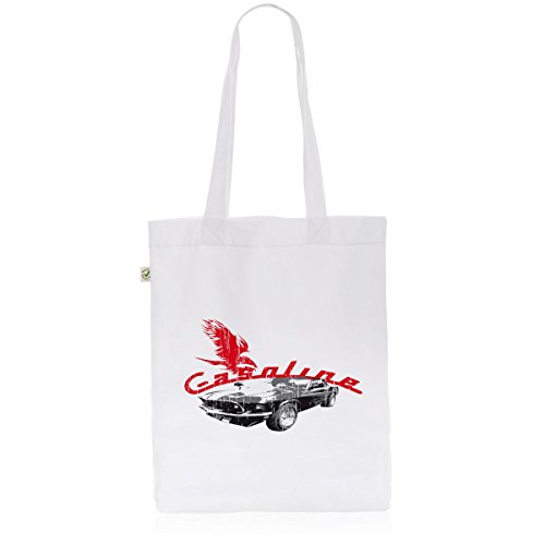 style3 Muscle Car Biobaumwolle Beutel Jutebeutel Tasche Tote Bag Mustang, Farbe:Weiß von style3