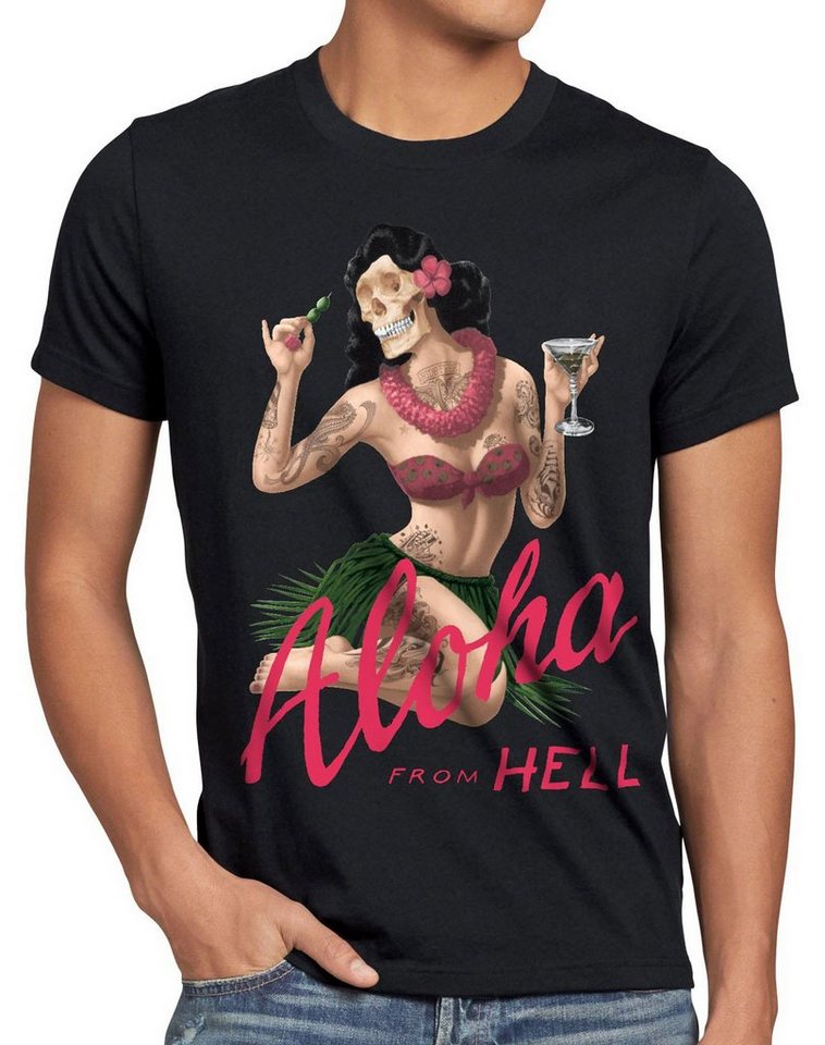 style3 Print-Shirt Herren T-Shirt Aloha from Hell tattoo hawaii surfer usa tätowiert punk rock tiki von style3