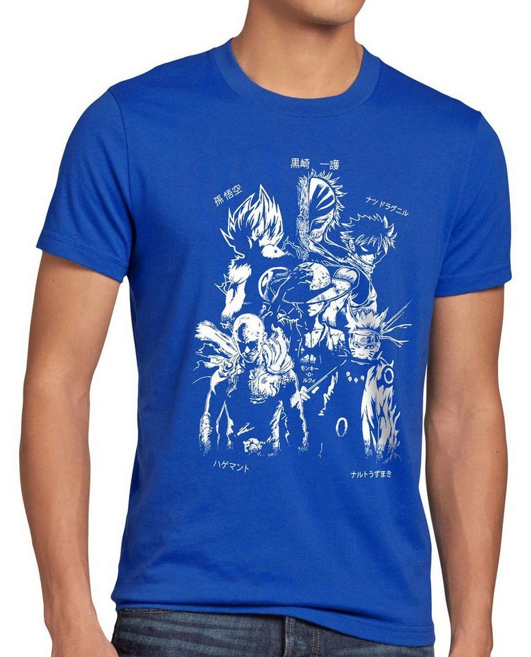 style3 Print-Shirt Herren T-Shirt Anime Heroes goku luffy saitama piece son punch dragon fairy ball von style3