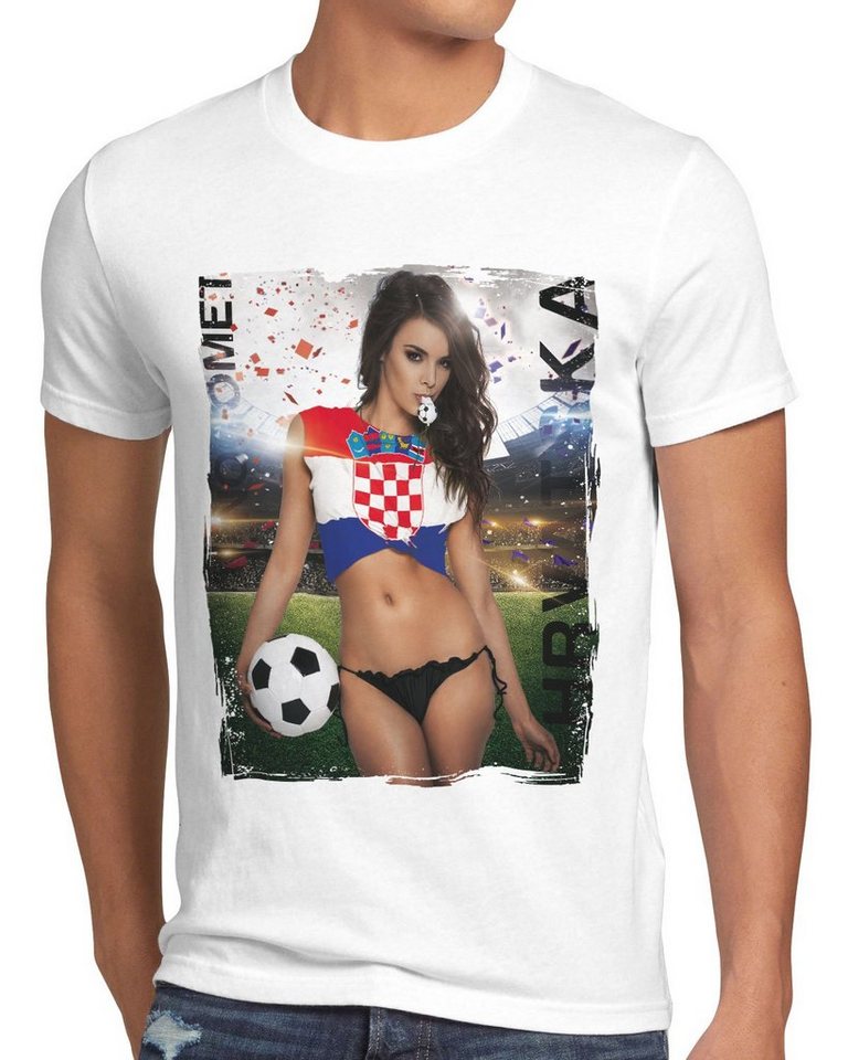 style3 Print-Shirt Herren T-Shirt EM 2022 Soccer Girl Deutschland Fußball Trikot Germany Weiss von style3