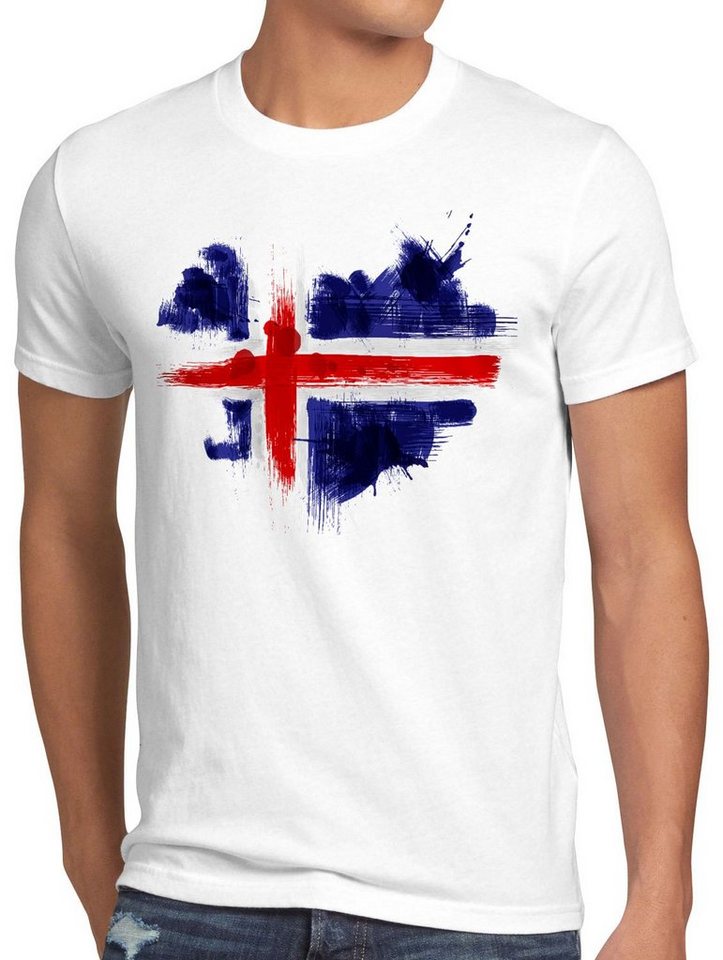 style3 Print-Shirt Herren T-Shirt Flagge Island Fußball Sport Iceland WM EM Fahne von style3