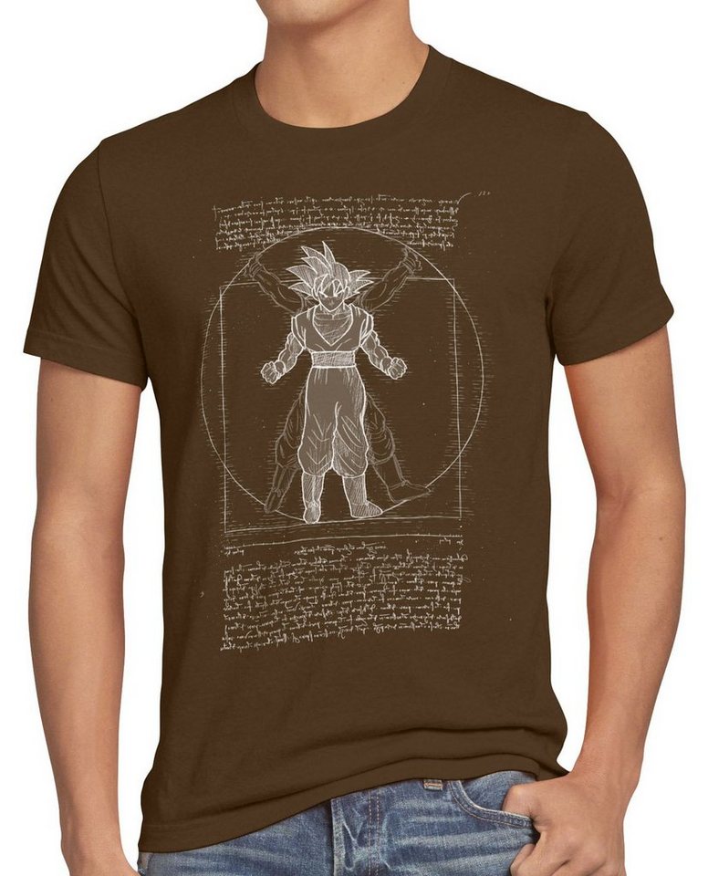 style3 Print-Shirt Herren T-Shirt Vitruvianischer Son-Goku da vinci ball z roshi vegeta von style3
