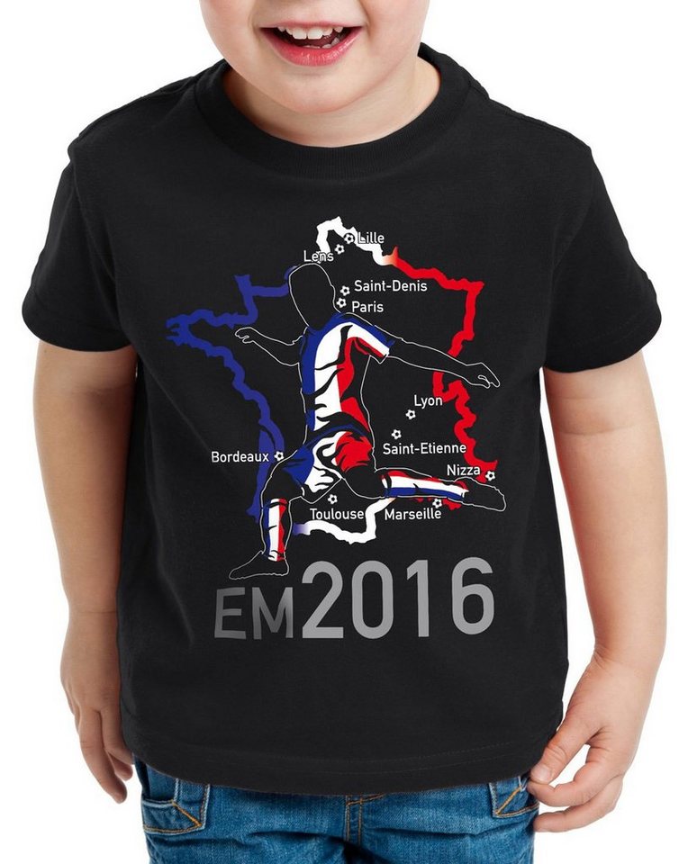 style3 Print-Shirt Kinder T-Shirt EM2016 Frankreich Fan France Fussball Spiele Trikot Flagge Paris von style3