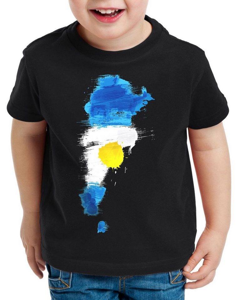 style3 Print-Shirt Kinder T-Shirt Flagge Argentinien Fußball Sport Argentina WM EM Fahne von style3