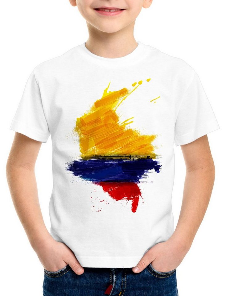style3 Print-Shirt Kinder T-Shirt Flagge Kolumbien Fußball Sport Colombia WM EM Fahne von style3