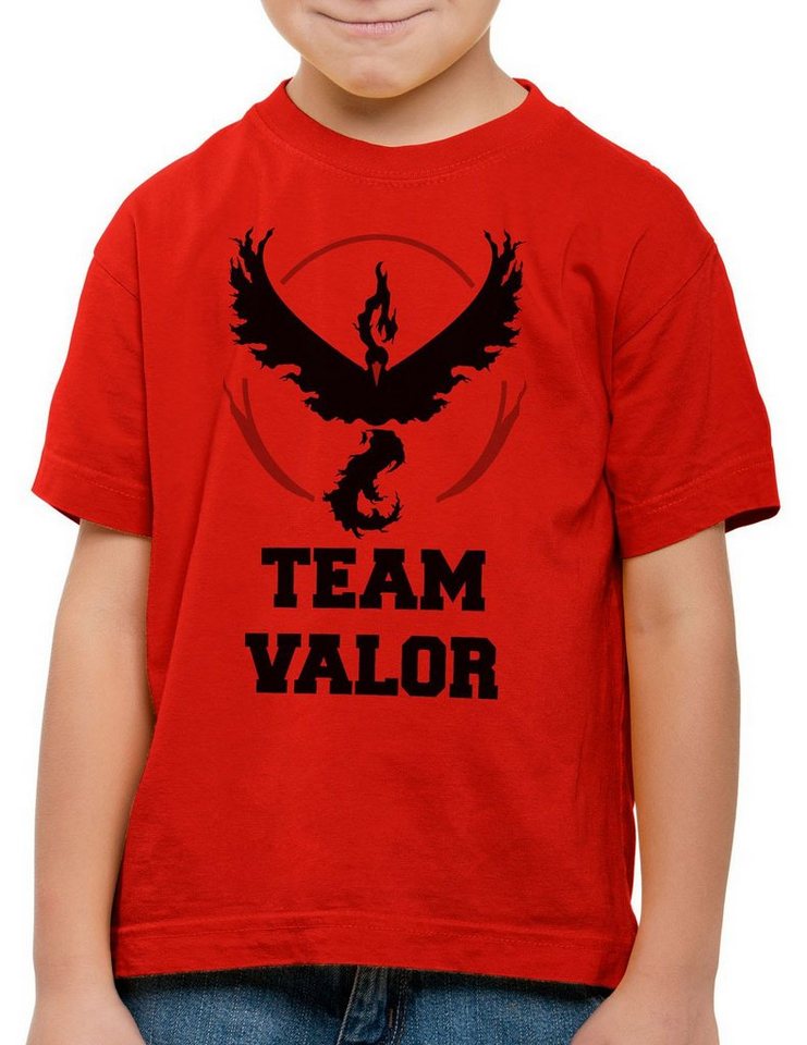 style3 Print-Shirt Kinder T-Shirt Team Valor Rot Red Wagemut arena pokeball game go kampf poke ball von style3