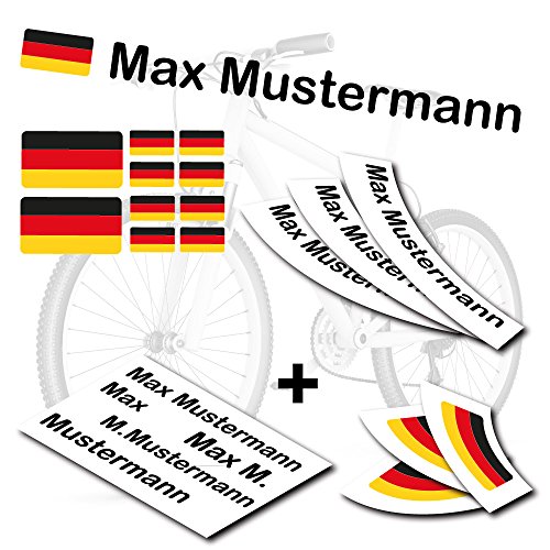 Deutschland Flagge als Aufkleber Sticker Fahrrad Auto S style4Bike TOP Namensaufkleber 2er Set inkl S4B0177 