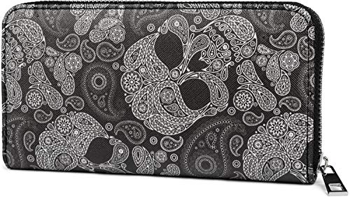 styleBREAKER Damen Geldbörse mit Totenkopf Paisley Print, Reißverschluss, Portemonnaie 02040118, Farbe:Schwarz von styleBREAKER