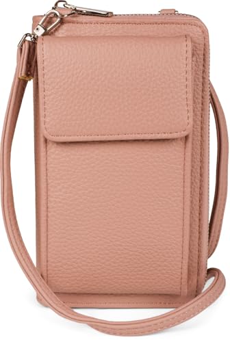 styleBREAKER Damen Mini Bag Geldbörse mit Handy Fach und RFID Schutz, Umhängetasche, Handytasche, Crossbag 02012362, Farbe:Altrose von styleBREAKER
