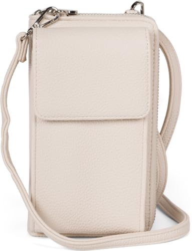 styleBREAKER Damen Mini Bag Geldbörse mit Handy Fach und RFID Schutz, Umhängetasche, Handytasche, Crossbag 02012362, Farbe:Beige von styleBREAKER