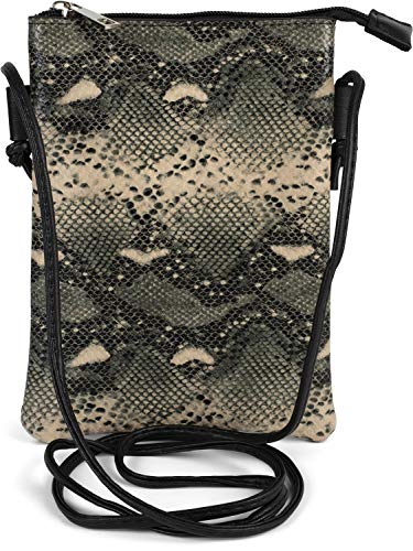 styleBREAKER Damen Mini Bag Umhängetasche in Schlangen Optik, Schultertasche, Handtasche, Tasche 02012305, Farbe:Beige-Grau von styleBREAKER