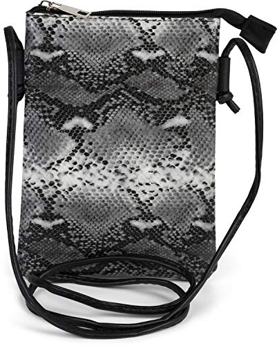 styleBREAKER Damen Mini Bag Umhängetasche in Schlangen Optik, Schultertasche, Handtasche, Tasche 02012305, Farbe:Schwarz-Grau von styleBREAKER