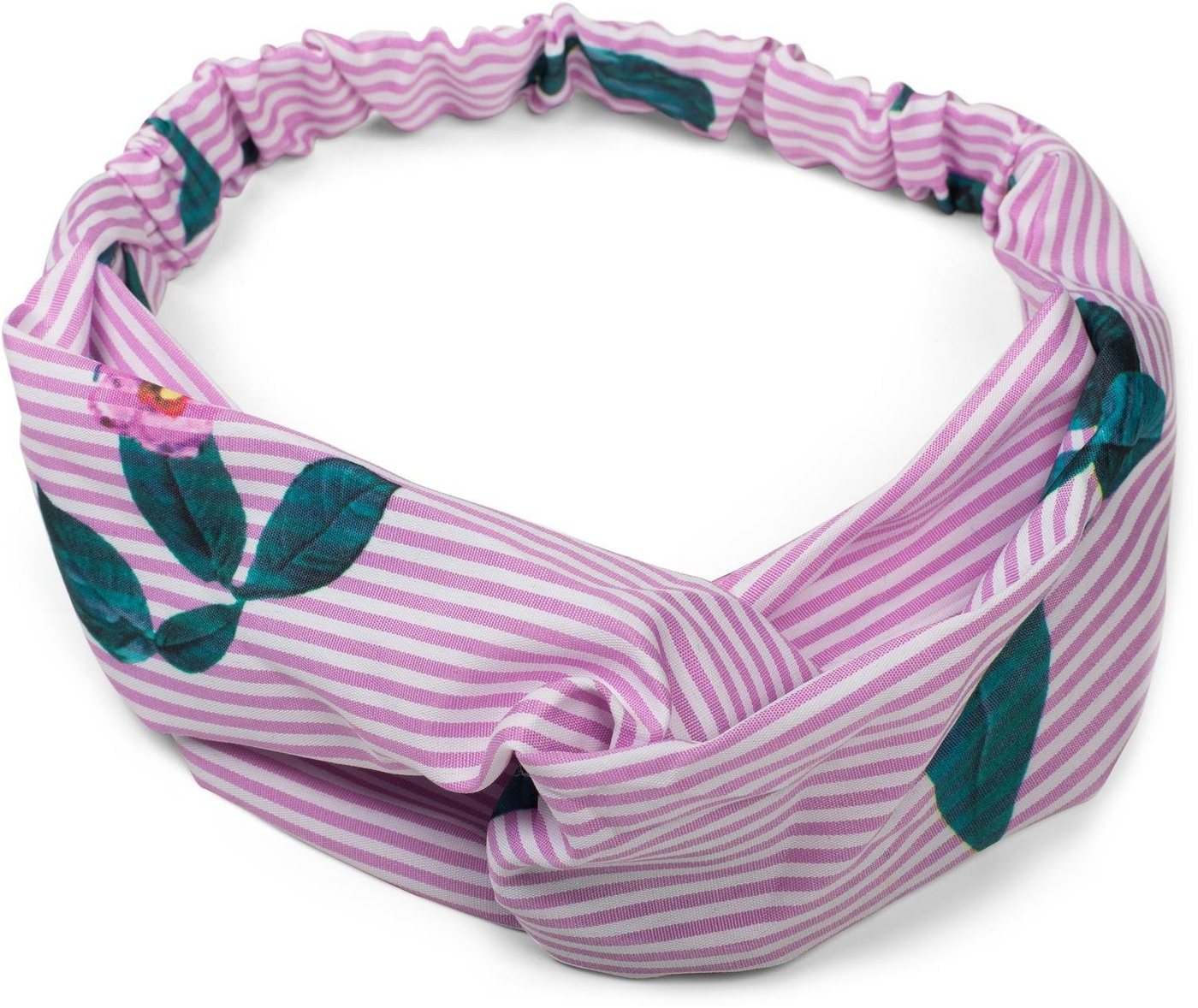 styleBREAKER Haarband, 1-tlg., Streifen Haarband mit Twist Knoten und Blumen von styleBREAKER
