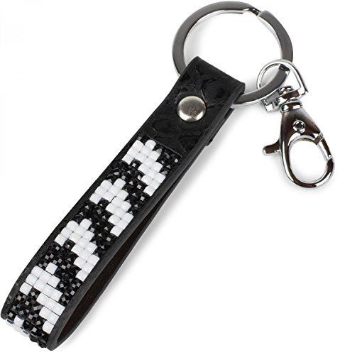 styleBREAKER Schlüsselanhänger mit eingesetzten Strasssteinen, Befestigungsring, Karabiner, Damen 05050019, Farbe:Schwarz von styleBREAKER