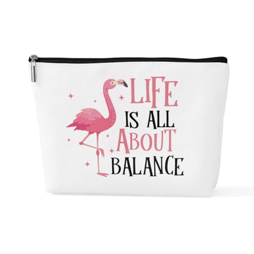 sugargoo Flamingo-Geldbörse, Reise-Make-up-Tasche, Kosmetiktasche, Flamingo-Geschenke für Frauen, Flamingo-Liebhaber, Balance, 10*7*2.5 inches von sugargoo
