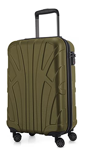 suitline - Handgepäck Hartschalen-Koffer Koffer Trolley Rollkoffer Reisekoffer, TSA, 55 cm, ca. 34 Liter, 100% ABS Matt, Avocado von suitline