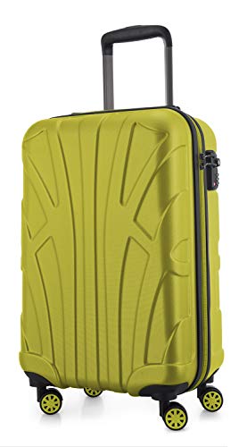 suitline - Handgepäck Hartschalen-Koffer Koffer Trolley Rollkoffer Reisekoffer, TSA, 55 cm, ca. 34 Liter, 100% ABS Matt, Farn von suitline