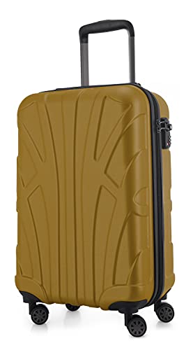 suitline - Handgepäck Hartschalen-Koffer Koffer Trolley Rollkoffer Reisekoffer, TSA, 55 cm, ca. 34 Liter, 100% ABS Matt, Herbstgold von suitline