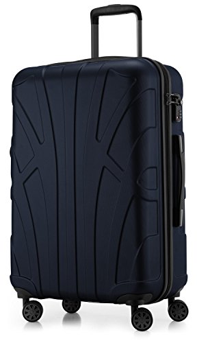 suitline - Hartschalen-Koffer Koffer Trolley Rollkoffer Reisekoffer, TSA, 66 cm, ca. 58 Liter, 100% ABS Matt, Dunkelblau von suitline