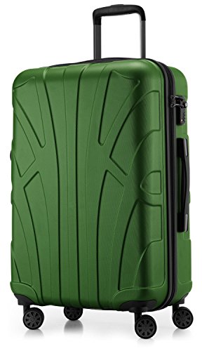 suitline - Hartschalen-Koffer Koffer Trolley Rollkoffer Reisekoffer, TSA, 66 cm, ca. 58 Liter, 100% ABS Matt, Grün von suitline