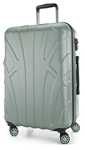 suitline - Hartschalen-Koffer Koffer Trolley Rollkoffer Reisekoffer, TSA, 66 cm, ca. 58 Liter, 100% ABS Matt, Mint von suitline