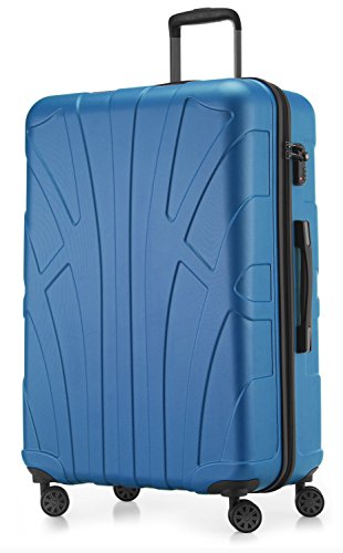 suitline - großer Hartschalen-Koffer Koffer Trolley Rollkoffer XL Reisekoffer, TSA, 76 cm, ca. 96-110 Liter, 100% ABS Matt, Cyanblau von suitline