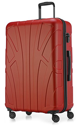 suitline - großer Hartschalen-Koffer Koffer Trolley Rollkoffer XL Reisekoffer, TSA, 76 cm, ca. 96-110 Liter, 100% ABS Matt, Rot von suitline