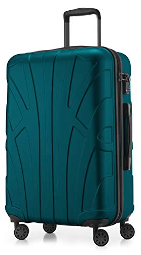 suitline - Hartschalen-Koffer Koffer Trolley Rollkoffer Reisekoffer, TSA, 66 cm, ca. 58 Liter, 100% ABS Matt, Aquagrün von suitline