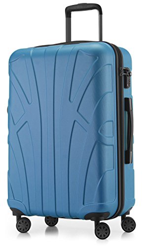 suitline - Hartschalen-Koffer Koffer Trolley Rollkoffer Reisekoffer, TSA, 66 cm, ca. 58 Liter, 100% ABS Matt, Cyanblau von suitline