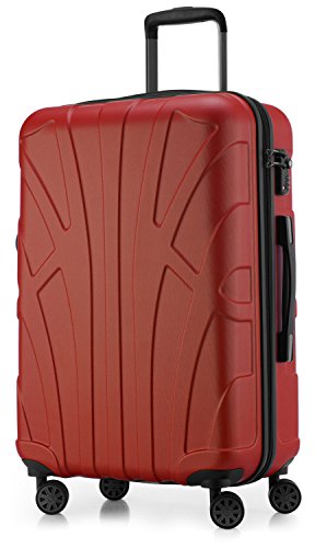 suitline - Hartschalen-Koffer Koffer Trolley Rollkoffer Reisekoffer, TSA, 66 cm, ca. 58 Liter, 100% ABS Matt, Rot von suitline