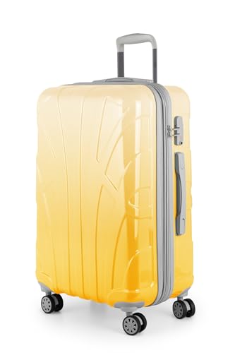 suitline - Hartschalen-Koffer Koffer Trolley Rollkoffer Reisekoffer, TSA, 66 cm, ca. 58 Liter, PC glänzend, Gradient Design Verlauf, Safari Sunrise von suitline