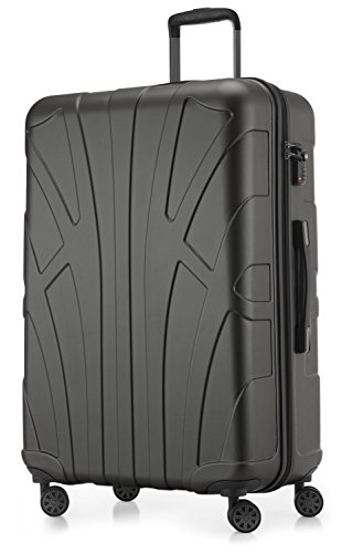suitline - großer Hartschalen-Koffer Koffer Trolley Rollkoffer XL Reisekoffer, TSA, 76 cm, ca. 96-110 Liter, 100% ABS Matt, Graphite/Grau von suitline