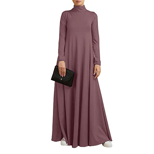 sujinxiu Muslimisches Abaya-Kleid für Damen, einfarbig, Naher Osten, arabisches Robenkleid, lockere Passform, Langer islamischer Kaftan, Dubai, fließendes Robenkleid, Kleid in voller Länge von sujinxiu